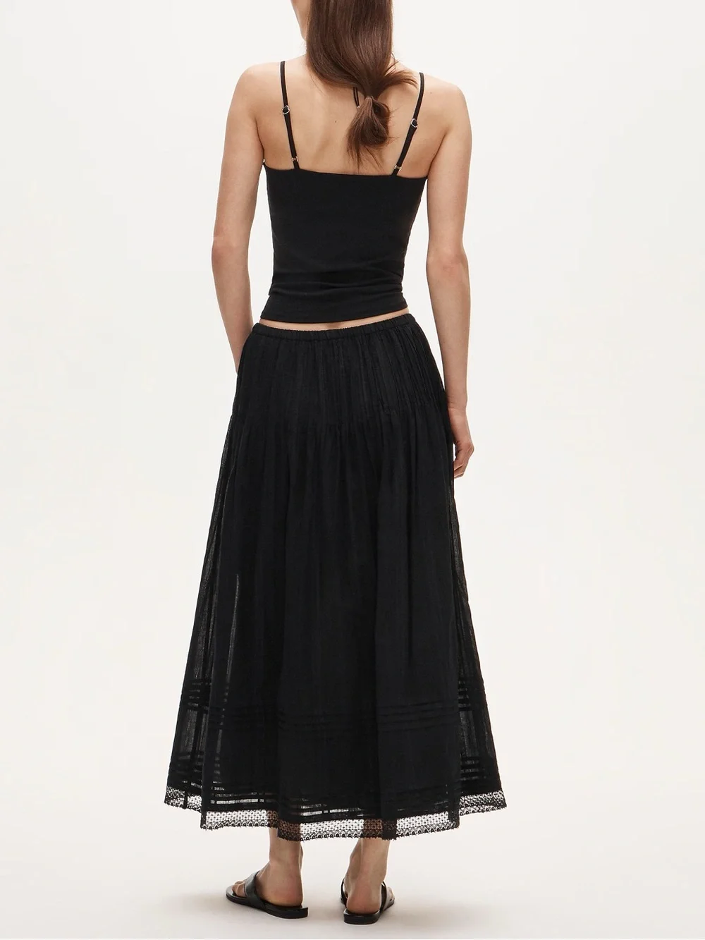 Midi skirt in embroidered dobby